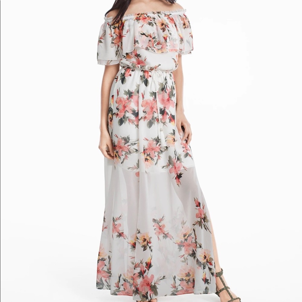 BRAND NEW WHBM Off-The-Shoulder Floral Maxi Dress